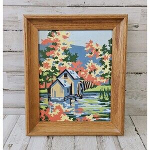 Mill Pond Craftint Vintage 8 X 10 Framed Paint By Number Wall Art Decor
